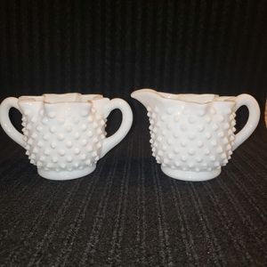 Fenton Milk Glass Creamer & Sugar Set